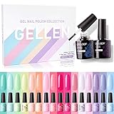 Gellen 16 Colors Gel Nail Polish Kit, With Top&Base Coats Happy Rainbow Collection Vibrant Bright Neon Tones- Trendy Spring Summer Nail Art Design Gel Polish Colors Home/Salon Manicure Set