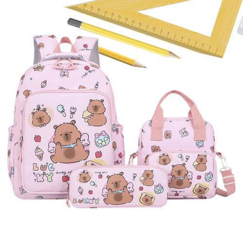 Mochila de viaje capibara infantil con bolsa de almuerzo y estuche