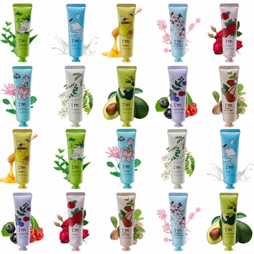 20 Pack Hand Cream Gift Set,Hand Lotion for Dry Cracked Hands,Working Hands Body,Travel Size Hand Cream,Moisturizing Hand Lotion,Holiday Gift for Women Valentine's Day Mother's Day (Colorful)