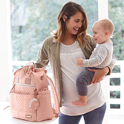 Skip Hop Diaper Bag Backpack: Suite 6-In-1 Diaper Backpack Set, Multi-Function Baby Travel Bag With Changing Pad, Stroller Straps, Bottle Bag And Pacifier Pocket, Blush #TOP5
