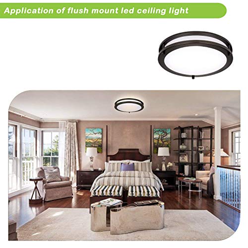 Hykolity 10 Inch Flush Mount Led Ceiling Light Fixture, 17W 1100Lm, 2700K/3000K/3500K/4000K/5000K Adjustable Ceiling Lights, Oil Rubbed Bronze Saturn Dimmable Lighting For Hallway Bathroom Or Kitchen #TOP7