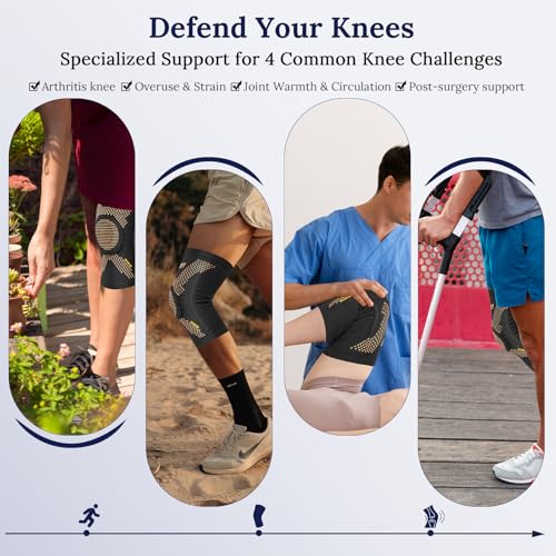JIUFENTIAN Copper Knee Brace with Spring Support for Women Maximum Support & Enhanced Flexibility - Knee Compression Sleeve for Knee Pain, Arthritis Pain,Running, Meniscus Tear, ACL-Single(X-Large)