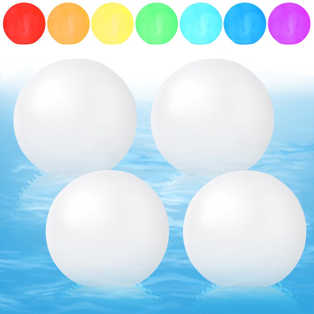 4 Stück Schwimmende Poolbeleuchtung, 16 RGB Farbwechsel Pool Lichter Schwimmend mit Fernbedienung, USB-Aufladung, Wasserdichtes Poolbeleuchtung Schwimmend, Pool Licht für Garten, Teich, Party