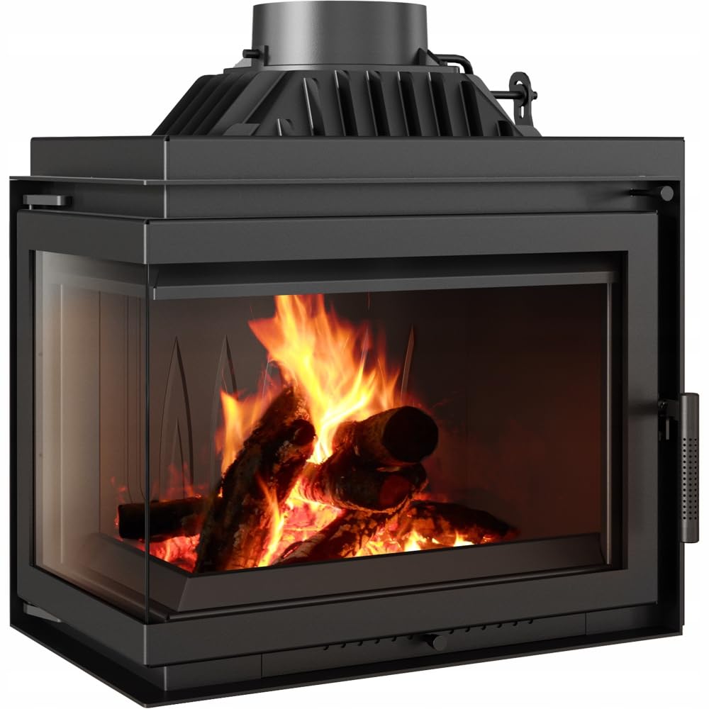 KRATKI Kamineinsatz Holzofen Gusseisen Simple Links 8kW BImSchV 2 Einbausatz EEK A