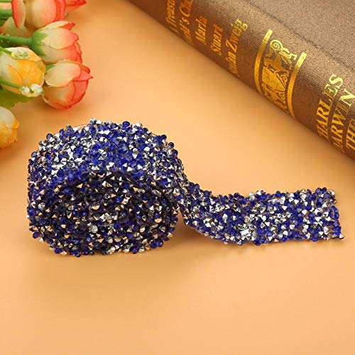 Diamond Mesh Wrap 1yard 30mm Crystal Rhinestone Ribbon Bling Bling Rhinestone Ribbon for Prom Dresses Belt Applique Hair Clip Collar Decoration(Dark Blue) - Image 3