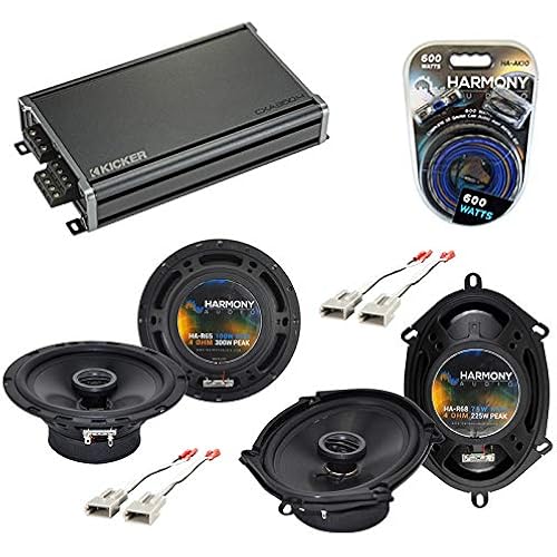 Harmony Audio HA-R65 Compatible with Ford Escort/ZX2 1997-2004 Bundled with HA-R68 and CXA360.4 Amplifier Factory Speaker Replacement Package