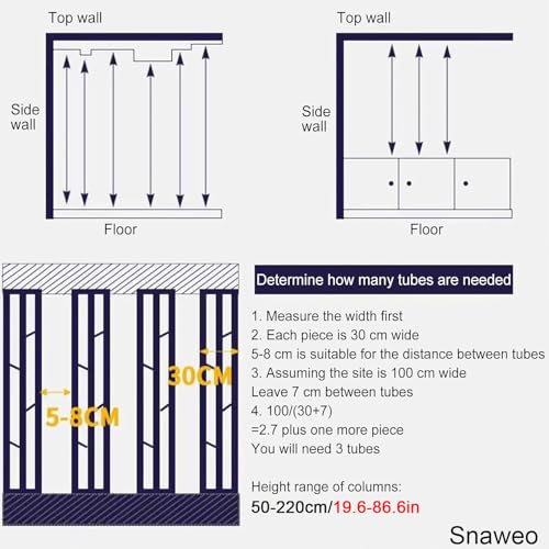 Paravent de séparation de pièce intérieur noir grand modèle sans perçage - 6