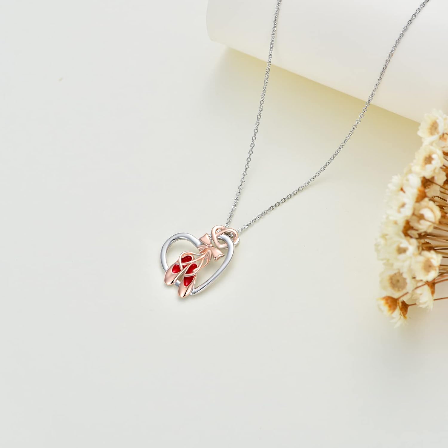 AOBOCO Ballerina Necklace 925 Sterling Silver Ballet Dancer Pendant Necklace, Dancer Ballet Recital Gifts for Women