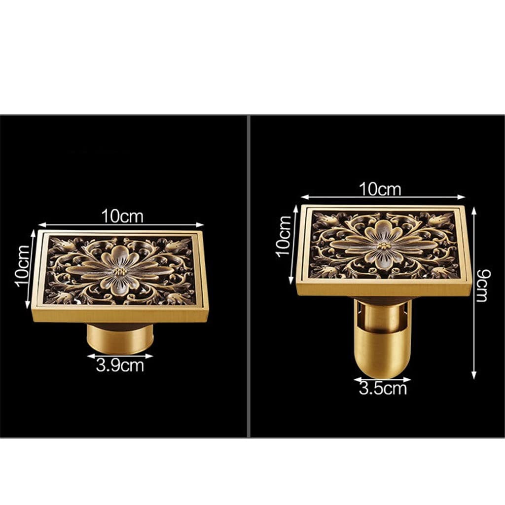 Italiano: 10 * 10 cm Quadrato Antique Brass Art Art Scolpito Bagno Drepidi Doccia Drains Strainer Capelli Dracca da Bagno(I)