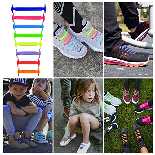 Image of No Tie Shoelaces for Kids Adults, Elastic Silicone Shoe Laces for Sneakers