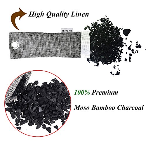 Marsheepy 8 Pack Activated Bamboo Charcoal Air Purifying Bags, Activated Charcoal Odor Absorber, Odor Eliminator for Car, Pet, Closet, Bathroom (75g per Pack)