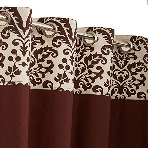 Image of Swayam Blackout Cotton Casement Window Curtain for Living Room & Bedroom | 5 Feet | Room Darkening Curtain with Eyelets | Pack of 2 | Solid Design - Brown