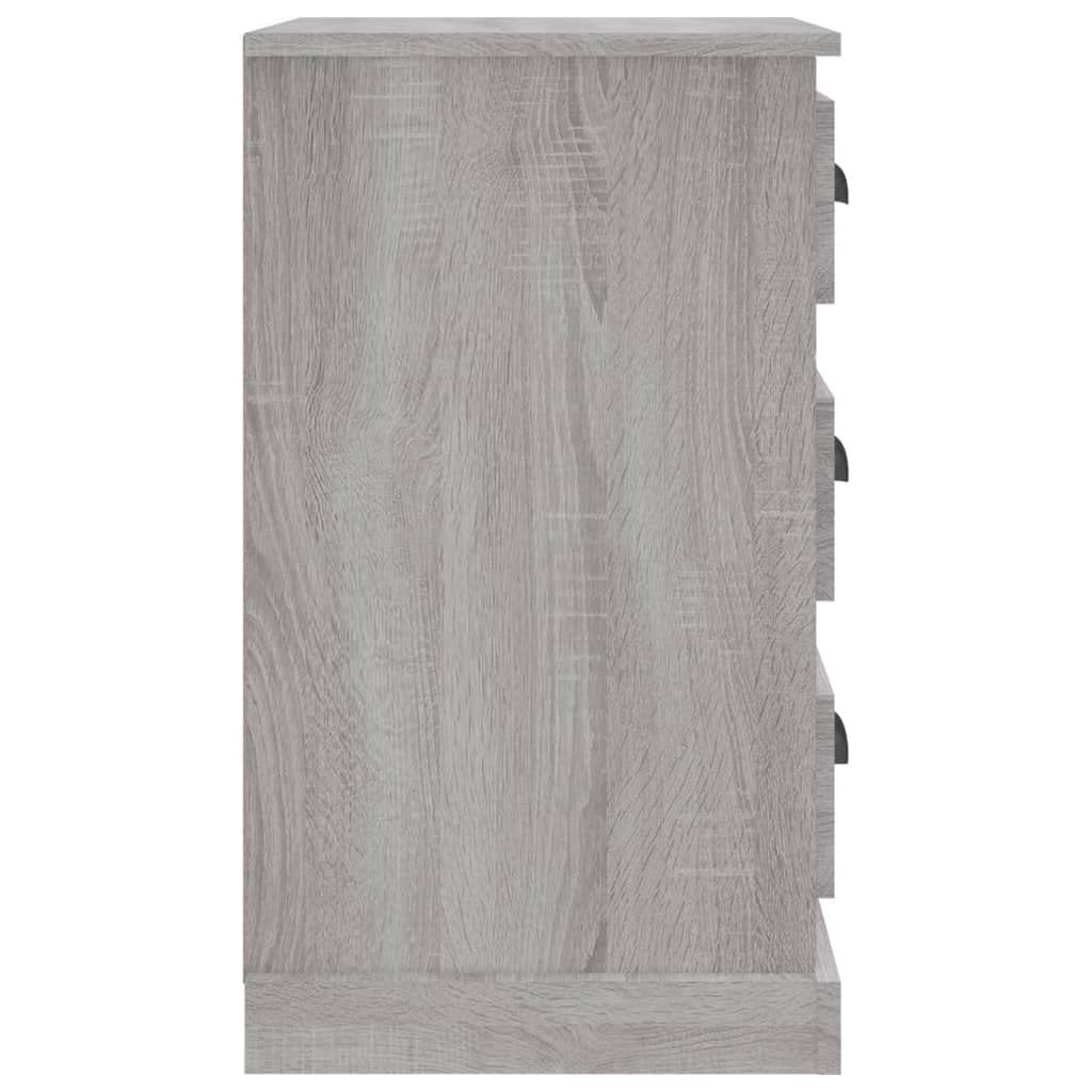 Nachttisch Grau Sonoma, 39x39x67 cm Holzwerkstoff, Beistelltisch Schlafzimmer, mit 3 Schubladen, Robustes Material, für Bücher, Gläser, Kaffeetassen, Notizblöcke, Schreibwaren