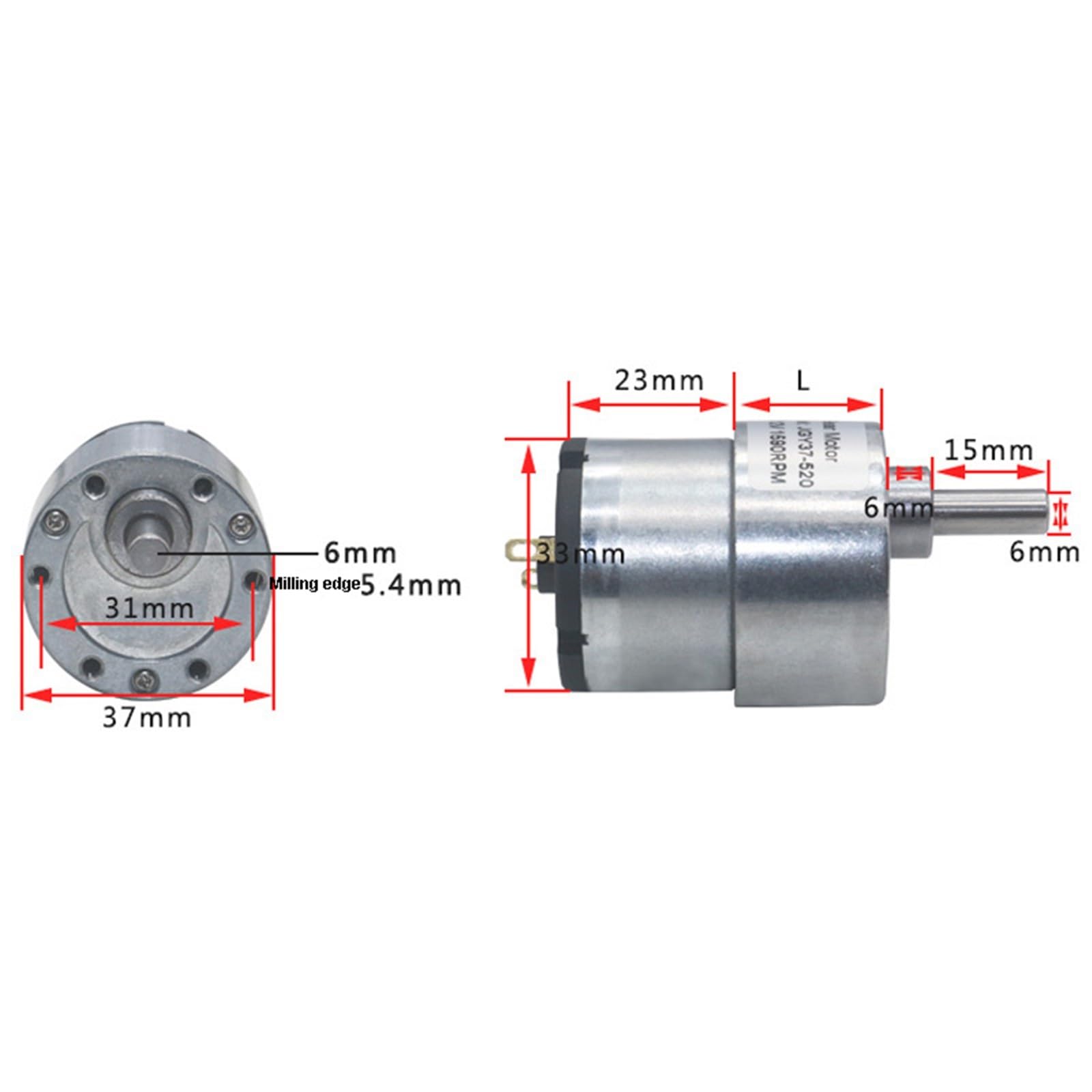 Mikro-Getriebemotor mit hohem Drehmoment, komplett aus Metall (24 V, 45 U/min)