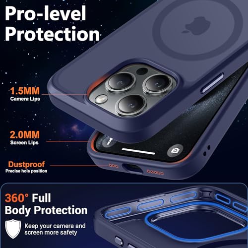 Image of MOCCA Magnetic Shockproof for iPhone 15 Pro Case,Deep Blue | 13ft Drop Tested | Compatible with MagSafe | Anti-Slip Matte Finish | Raised Camera & Screen Lip | Ultra-Slim Design