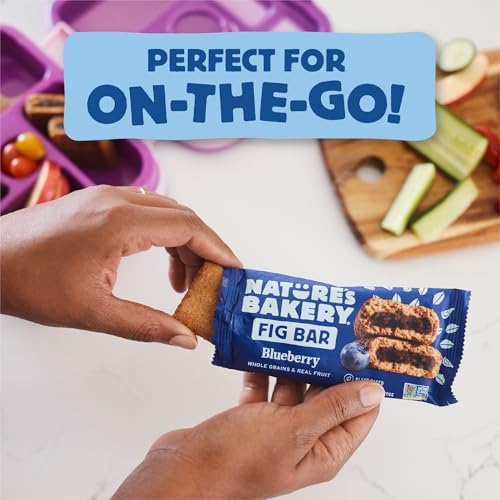 Image of Nature's Bakery Whole Wheat Fig Bars, Blueberry, Real Fruit, Vegan, Non-GMO, Snack bar, 6 Count (Pack of 6)