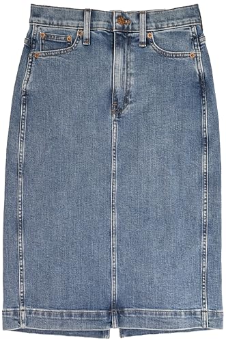 J.Crew Mercantile Women's Midi Denim Skirt with Black Split (00, Cape Blue Wash)