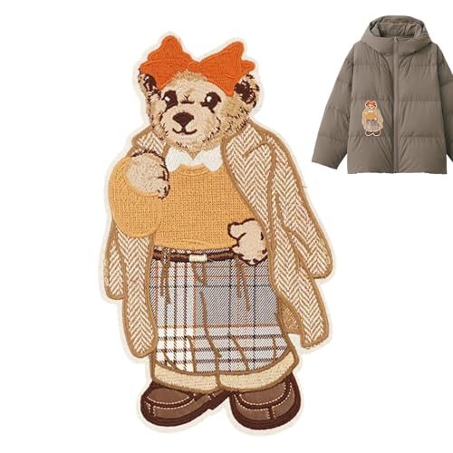Parches de bordado para ropa, apliques de mochila oso, parches de dibujos animados, reparación de aplicaciones de costura para ropa, sombreros, bolsos, accesorios, 10,63 x 7,09 pulgadas