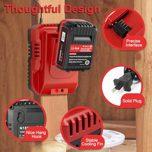 Image of KOOMICY 2Pack 18V 6.0Ah Batteries Replacement for Milwaukee M-18 Battery and 1 Charger Set