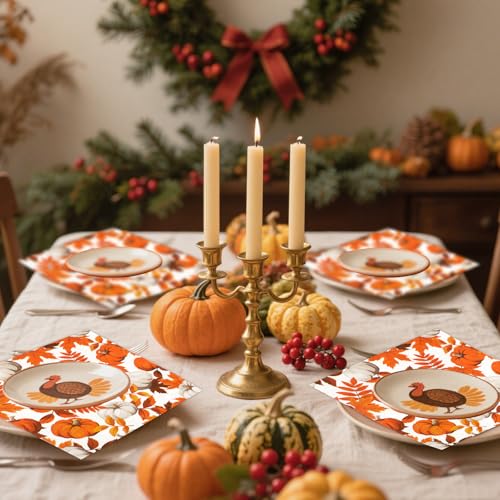 40 Stück Herbst Servietten,33x33cm Herbst Papierservietten,Herbstservietten Papierservietten Servietten für das Erntedankfest Ernte Geburtstagsparty