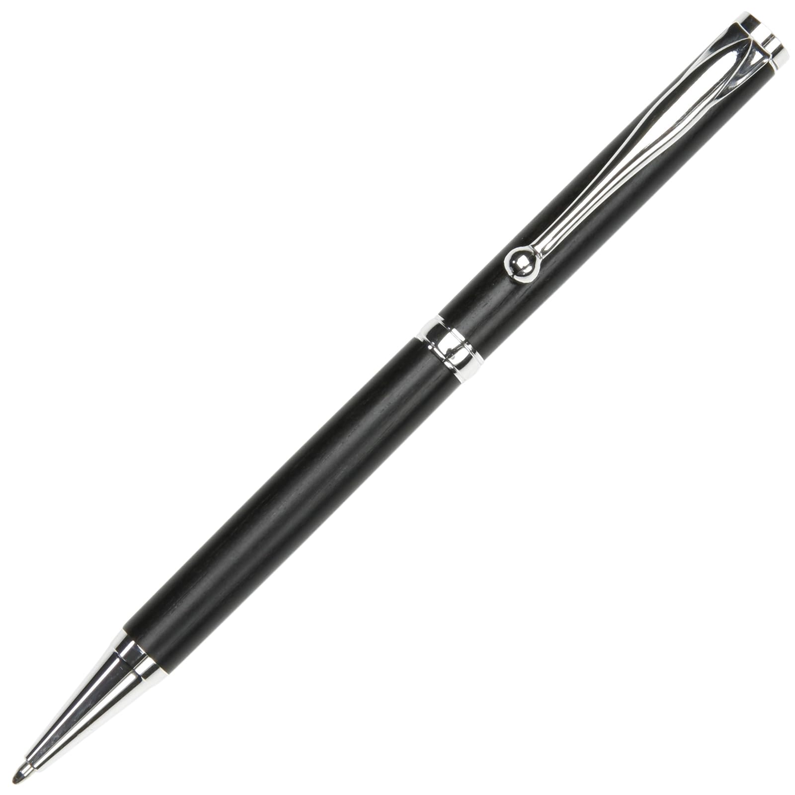 Lanier Pens Slimline Twist Pen - Rhodium - Ebony — view 2