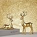 Christmas Decorative Gift 2PCS Deer Sculpture 3D Geometric Deer Ornaments Used to Set Off The Festive Atmosphere Fireplace Dining Table Living Room Decoration (Gold Smooth)