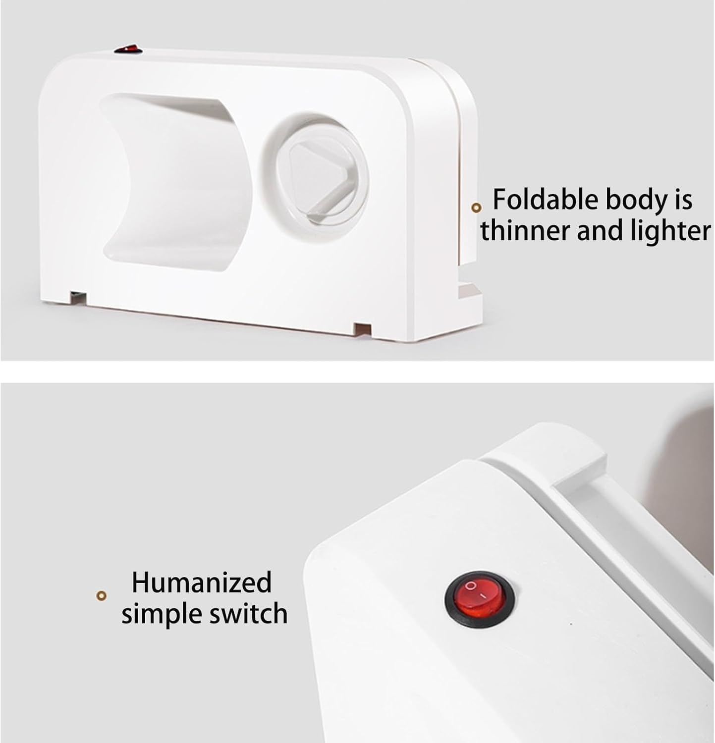 Cortador eléctrico de carne, 150 W con hoja de aleación de acero, grosor ajustable de 1 a 15 mm para delicatessen, queso, verduras, pan y carne de res, diseño plegable para una fácil limpieza y