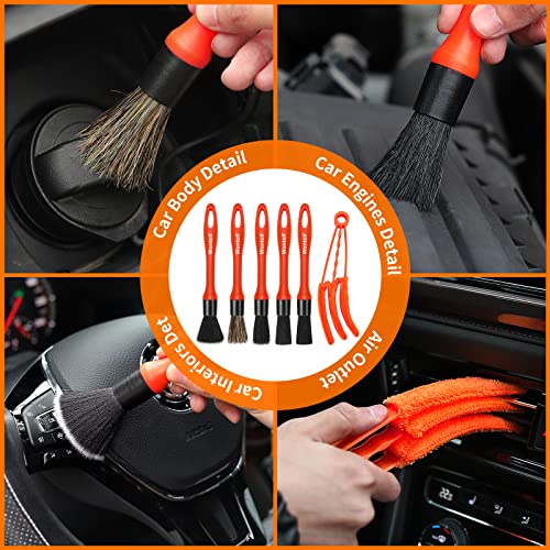 Stemni 62\'\' Car Wash Brush with Long Handle, Complete Car Wash Kit, Scratch-Free Car Cleaning Brush Mop Kit with Clay Bar, Wash Mitt, Window Squeegee, Wheel Brush, Storage Bag for Car Truck RV - Thumbnail 6