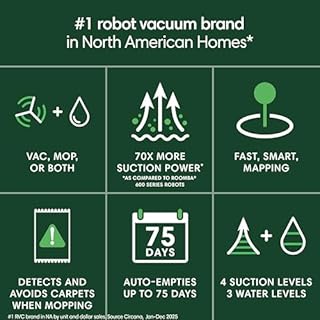 iRobot Roomba 104 2in1 Vacuum & Mop Robot - Self-Empties for 75 Days, Intense Power-Lifting Suction, Vacuums All Floors, Ideal for Pet Hair, LiDAR Smart Navigation Mapping, Mops Hard Floors