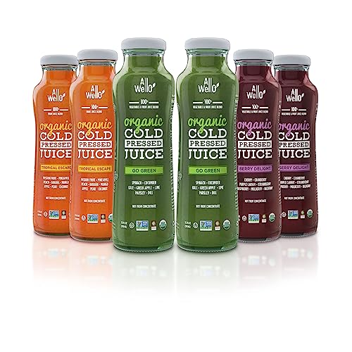 ALLWELLO Organic Cold Pressed Juice Drinks with Real Fruits and Vegetables Gluten Free Non-GMO...