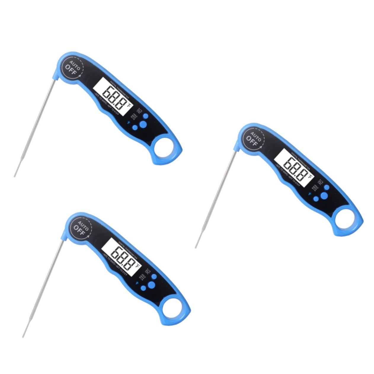 PRETYZOOM 3piezas Termómetro Digital Para Cocina y Barbacoa Lectura Instantánea Con Retroiluminación y Calibración De Azul