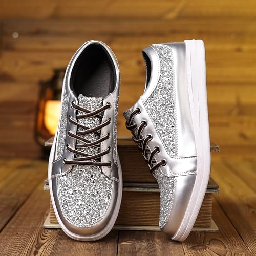Image of Trsorini Mens Glitter Shoes Sparkly Sneakers Fashion Bling Sequin Shiny Comfort Men Shoes