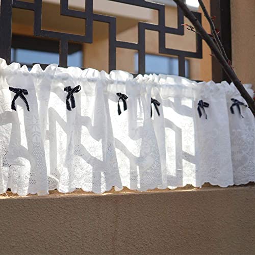 Cortinas cortas de algodón natural blancas estilo café, 150 x 40 cm 2