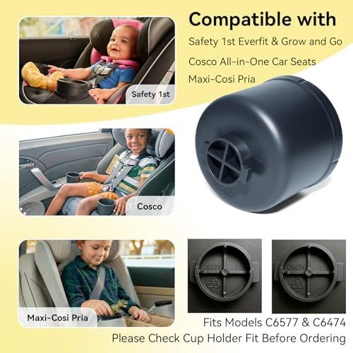 YENANA Cup Holder Replacement for Safety 1st EverFit/Grow and Go, for Maxi-COSI Pria, and for Cosco All-in-One Car Seats (Model #C6577 & #C6474) Single Cup Holder, Secures Tighter Than Original