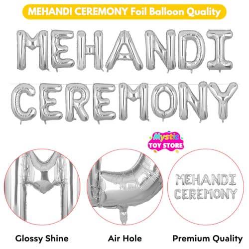 Image of Mehandi Ceremony Banner Silver for Wedding Home Boys Girls Men Women Foil Balloon Decoration Decor Celebration Silveren