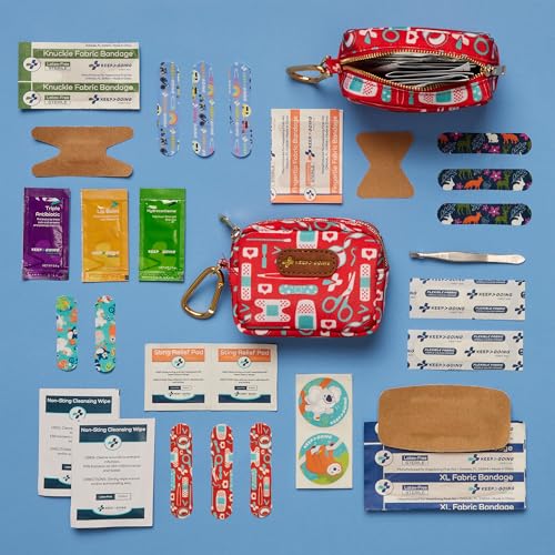 Image of KeepGoing Small Travel First Aid Kit Kids - 60 Pc. Mini First Aid Kit for Purse, Diaper Bag, & Backpack with Latex-Free Bandages - 4 Oz., & 4.5 x 3.5 x 2 in, TSA-Approved
