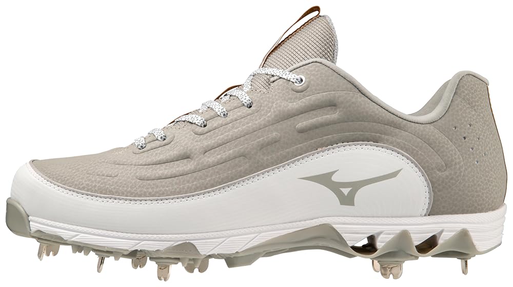 Mizuno Men's 9-Spike Ambition 3 Baseball Cleats, Grey-White, 12.5