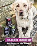 Tales & Tails Nassfutter für Hunde | Mit 75% Fleisch und nur Einer tierischen Proteinquelle | Monoprotein | Hohe Akzeptanz & Verträglichkeit | 400g Dosen (Mix 4er Pack)
