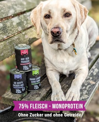Tales & Tails Nassfutter für Hunde | Mit 75% Fleisch und nur Einer tierischen Proteinquelle | Monoprotein | Hohe Akzeptanz & Verträglichkeit | 400g Dosen (Mix 4er Pack)