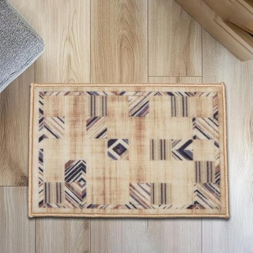 Image of HUES & SHADES Coir Door Mat for Outdoor Entrance - [37 x 57 cm] | Natural Coconut Fiber Brush Mat for Shoes Cleaning, Heavy Duty Non-Slip Doormat for Front Porch, Patio, Entryway (Earthy Patchwork)