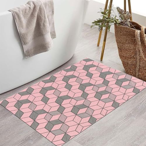 Tapis texture de cube moderne paillasson antidérapant et lavable 90x150