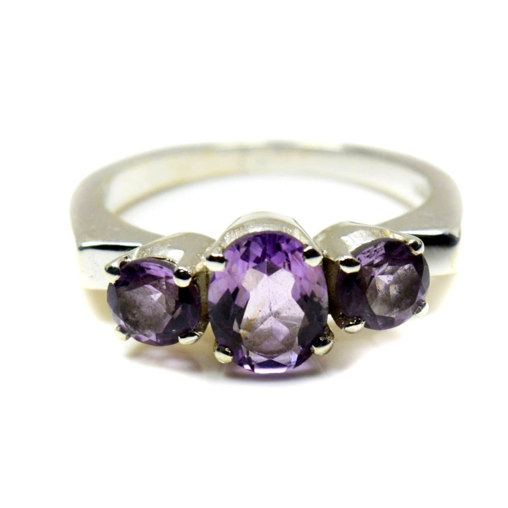 Bague améthyste argent massif chakra et pierre de naissance - 6