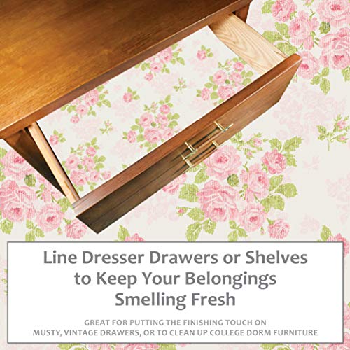 Elodie Essentials Scented Drawer and Shelf Liners - Vintage Charm - Six (6) Large 14 x 19½ Inch Sheets - Non-Adhesive Paper Sheets for Closet Shelves and Dresser Drawers - (Vintage Rose) - Thumbnail 4