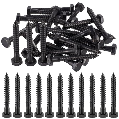 Zonon 50 Pcs 1/4" X 2" 304 Stainless Steel Lag Screw for Wood, Black