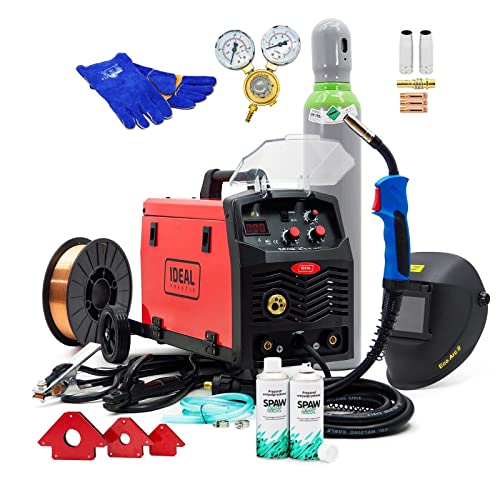Set #1 Ideal™ Praktik MIG 211 MMA MIG/MAG Poste à souder inverter 200 A 3 en 1 FLUX MMA EURO, Rouge