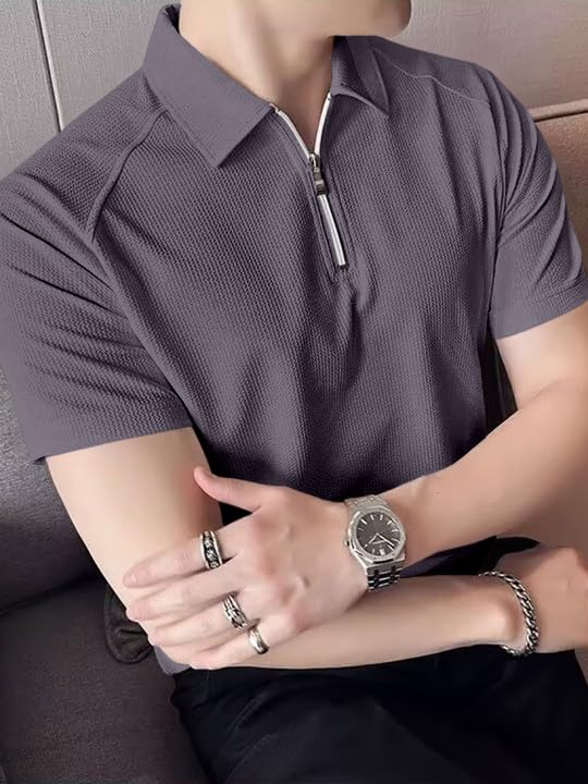 Image of GRECIILOOKS Tshirt for Man | T Shirt for Mans | Mens Tshirts | Polo T- Shirt for Mens | Half Sleeve Polo Neck Tshirt for Men (Available in Plus Sizes)