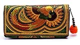 changnoi Unique Handmade Women's Wallet Thai Hmong Embroidered Fabric (Bird Orange)