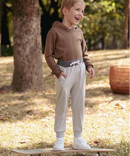GFQLONG 4 Pack Toddler Boys Joggers Pants Kids Athletic Cotton Sweatpants with Pocket Drawstring3