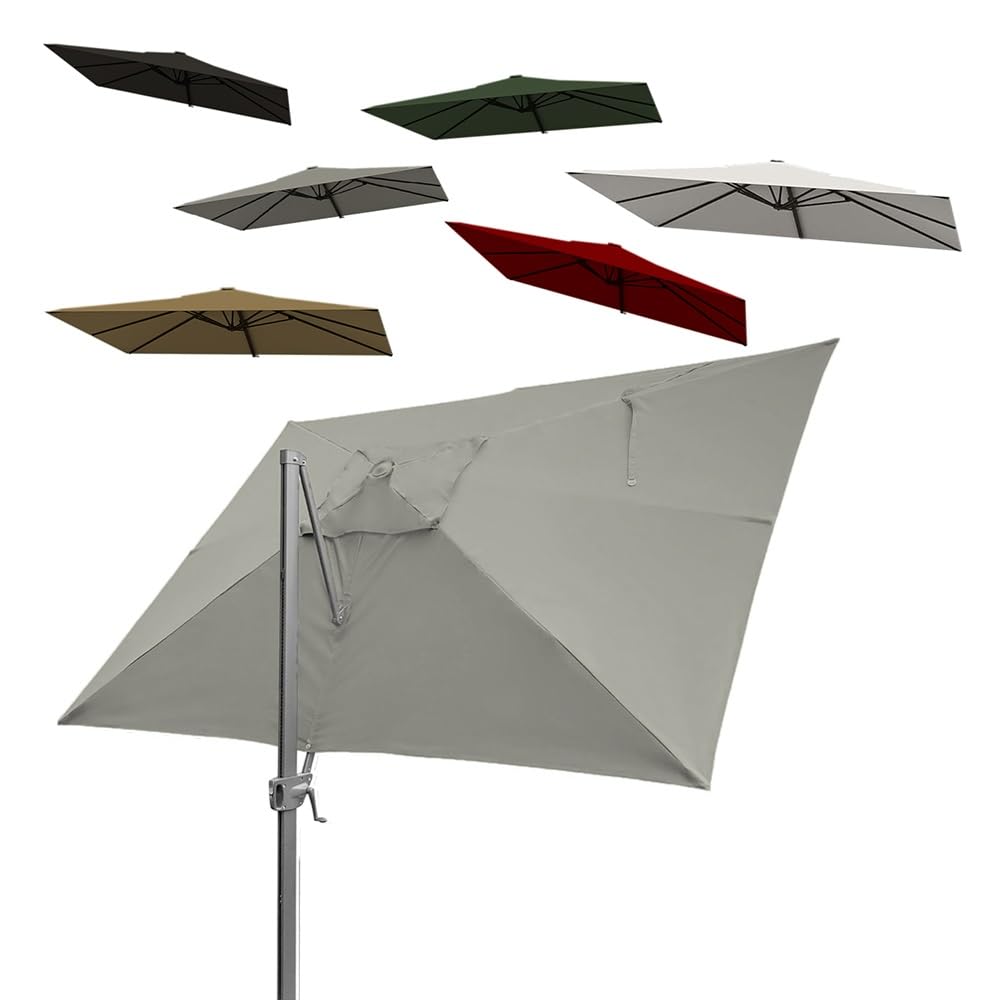 Telo di Ricambio 400x300cm per Ombrellone A Sbalzo, Telo di Ricambio Rettangolare per 8 Stecche, Telone di Ricambio per Ombrellone da Giardino(Light Grey)