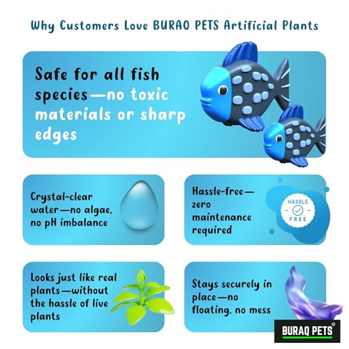 Image of Buraq 10 Pcs Aquarium Artificial Plant, for Aquarium Decoration, Functioning Healthy Fish Tank, Accessories for Fish Tank (Pack of 10)